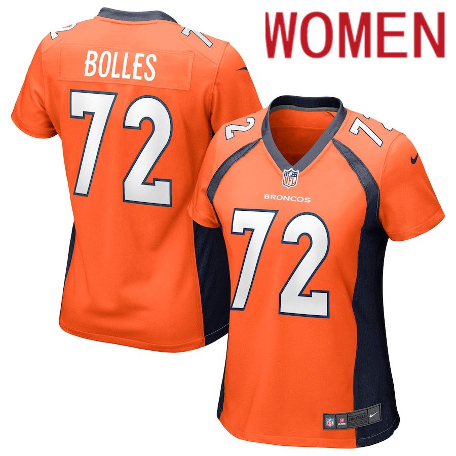 Women Denver Broncos #72 Garett Bolles Nike Orange Game NFL Jersey->women nfl jersey->Women Jersey